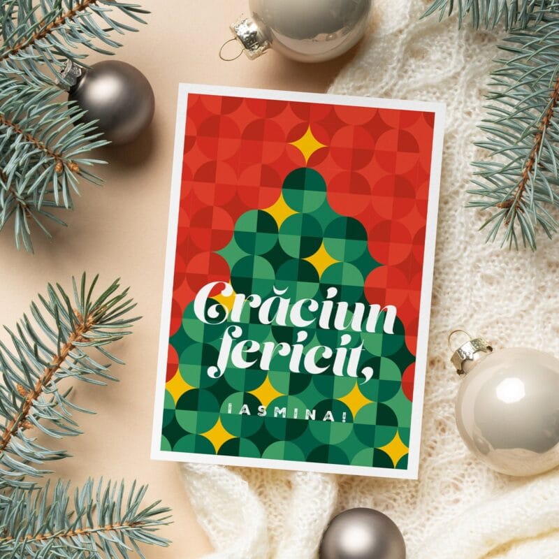 felicitare personalizată retro christmas