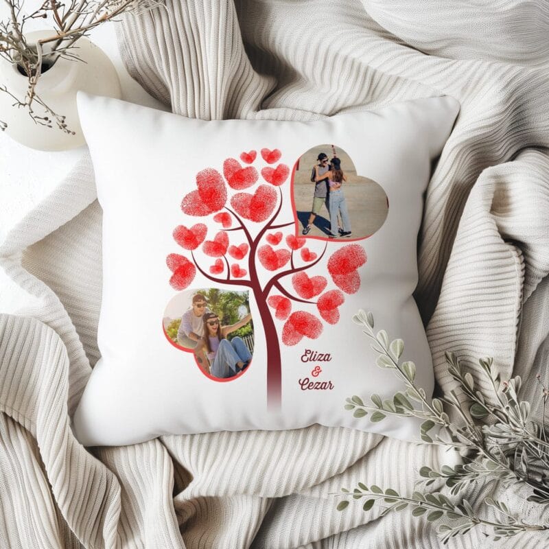 pernă personalizată amprentele iubirii
