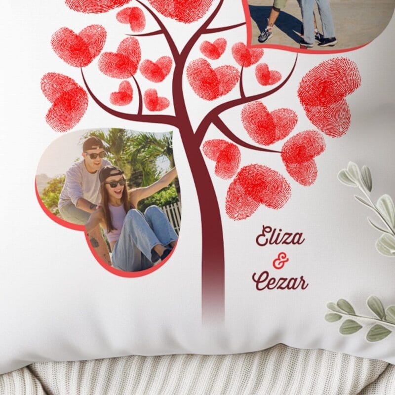 pernă personalizată amprentele iubirii