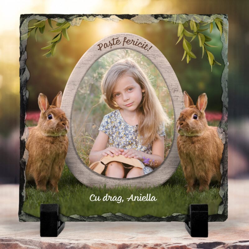 ardezie personalizată pentru copii cu iepurași