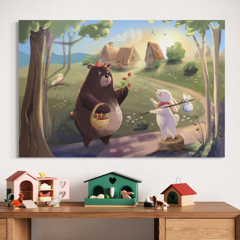 tablou canvas decorativ prietenii pădurii