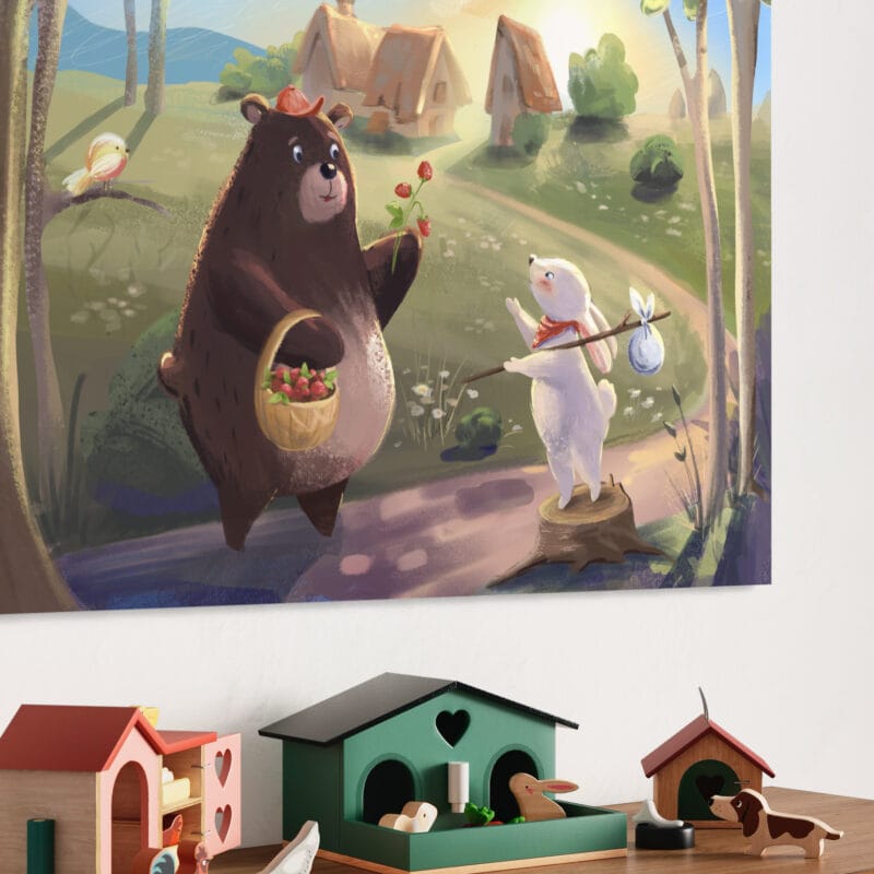 tablou canvas decorativ prietenii pădurii