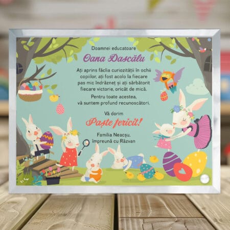 sticlă personalizată de paște pentru educatoare