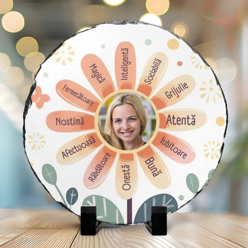 ardezie rotundă personalizată cu atribute pentru cadre didactice