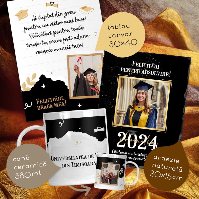 set personalizat cu fotografii pentru absolvirea facultății