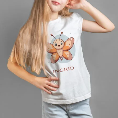 tricou personalizat pentru copii cu fluturașul prietenos