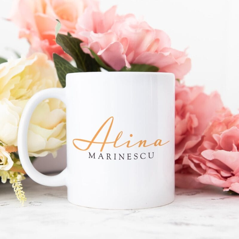 cană personalizată cu inițială și nume
