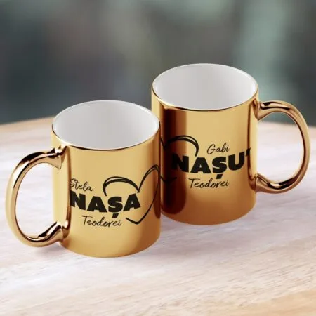 set căni aurite pentru nași