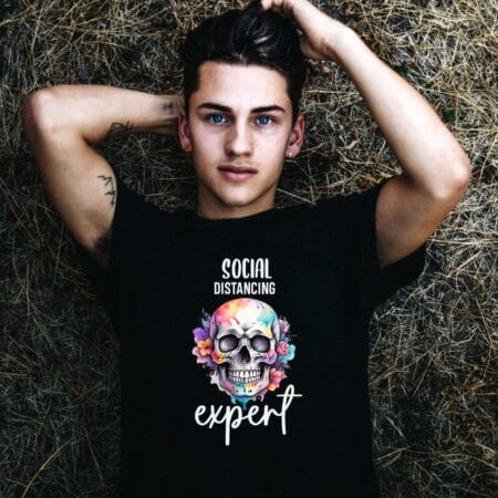 tricou imprimat expert în distanțare socială