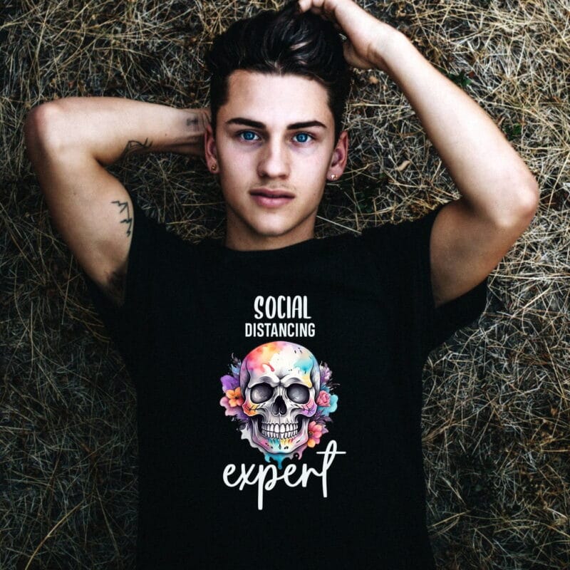 tricou imprimat expert în distanțare socială