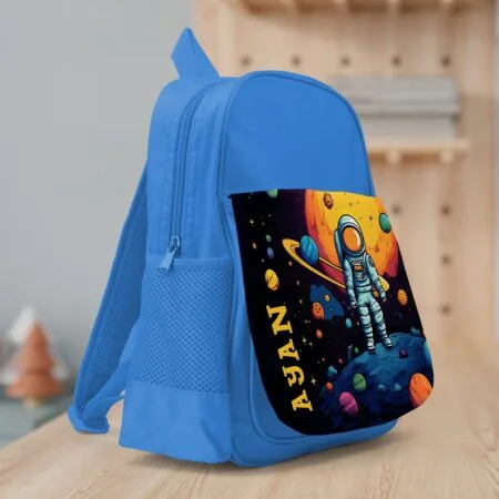 ghiozdan personalizat cu nume și astronaut pentru băieți