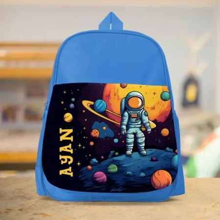 ghiozdan personalizat cu nume și astronaut pentru băieți