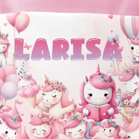 ghiozdan personalizat cu unicorni pentru fetițe