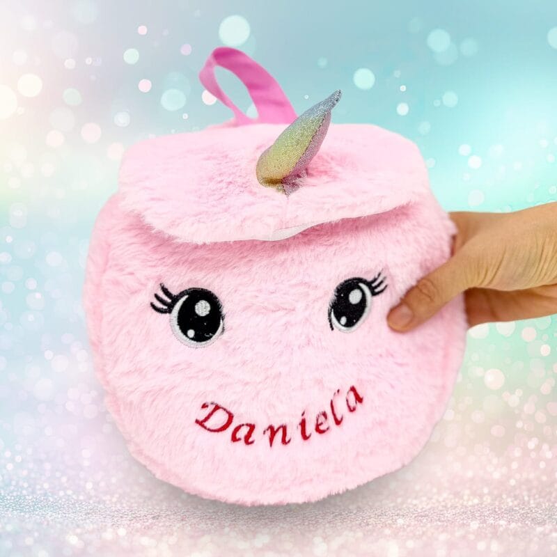 ghiozdănel pufos pentru grădiniță personalizat cu nume