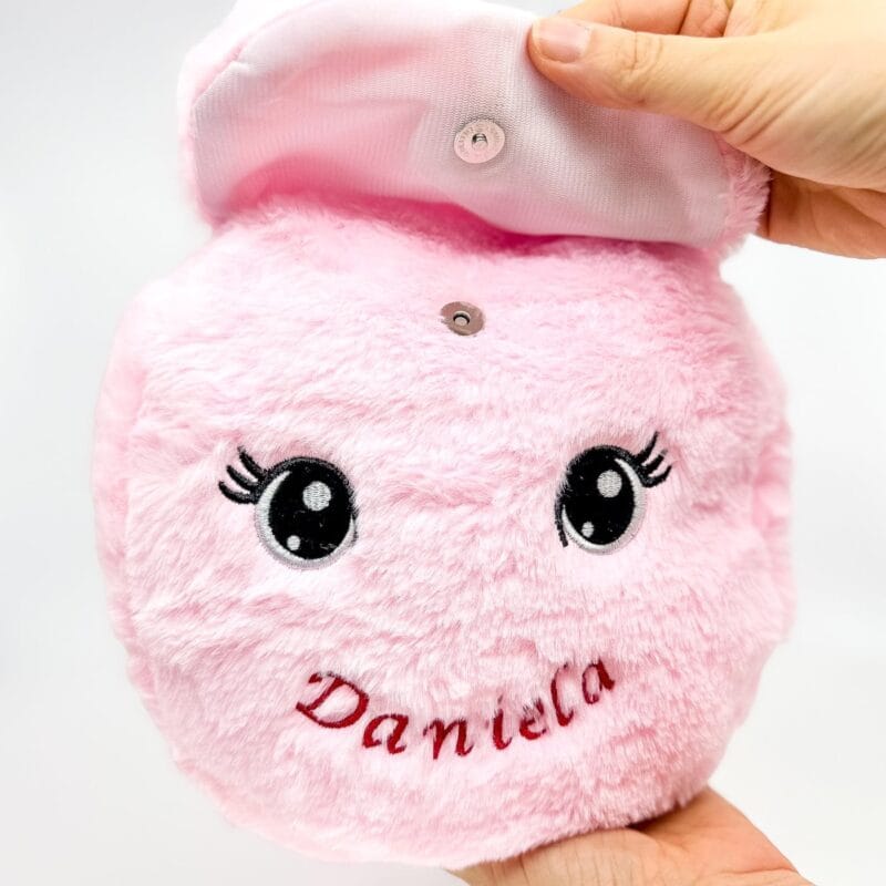 ghiozdănel pufos pentru grădiniță personalizat cu nume