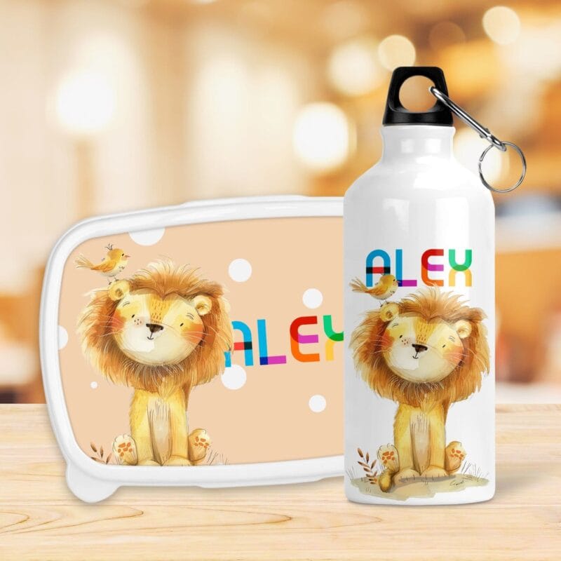 set bidon și caserolă personalizată cu animale vesele