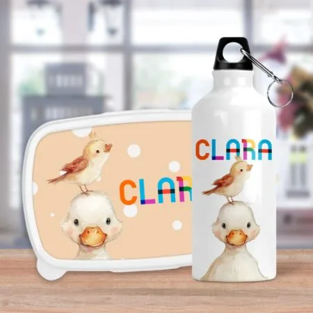 set bidon și caserolă personalizată cu animale vesele