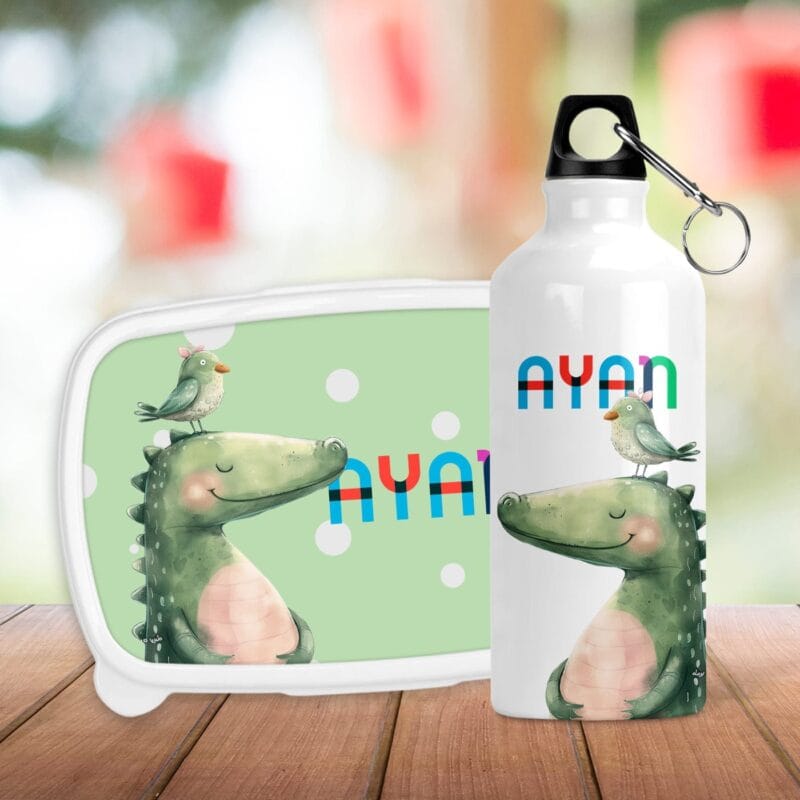 set bidon și caserolă personalizată cu animale vesele