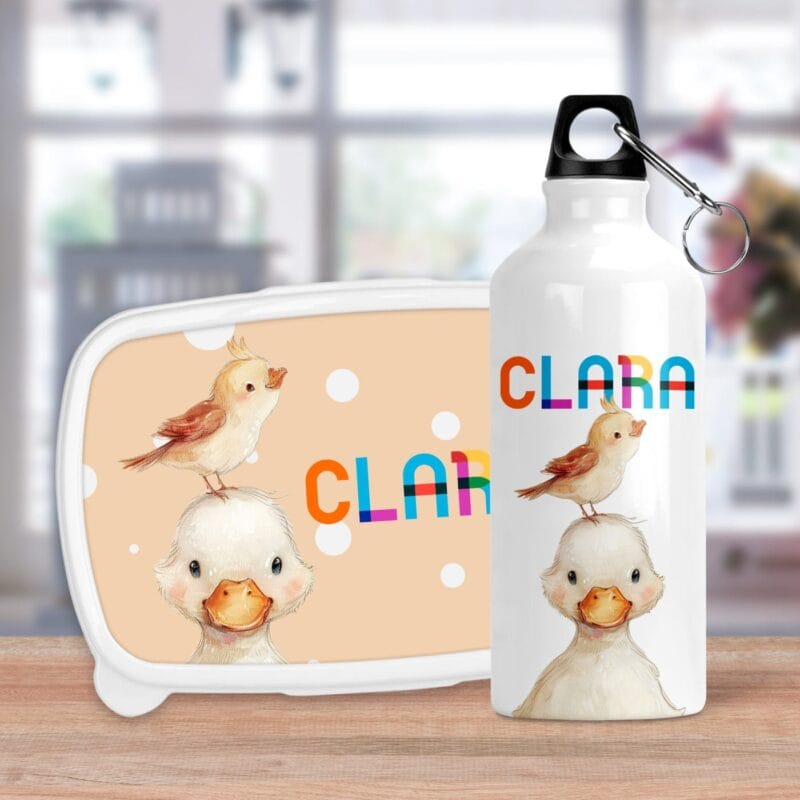 set bidon și caserolă personalizată cu animale vesele