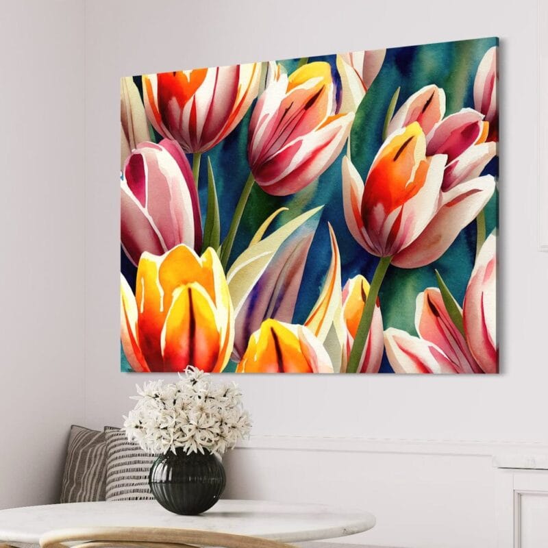 tablou canvas decorativ lalele pictate