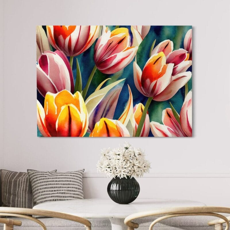 tablou canvas decorativ lalele pictate