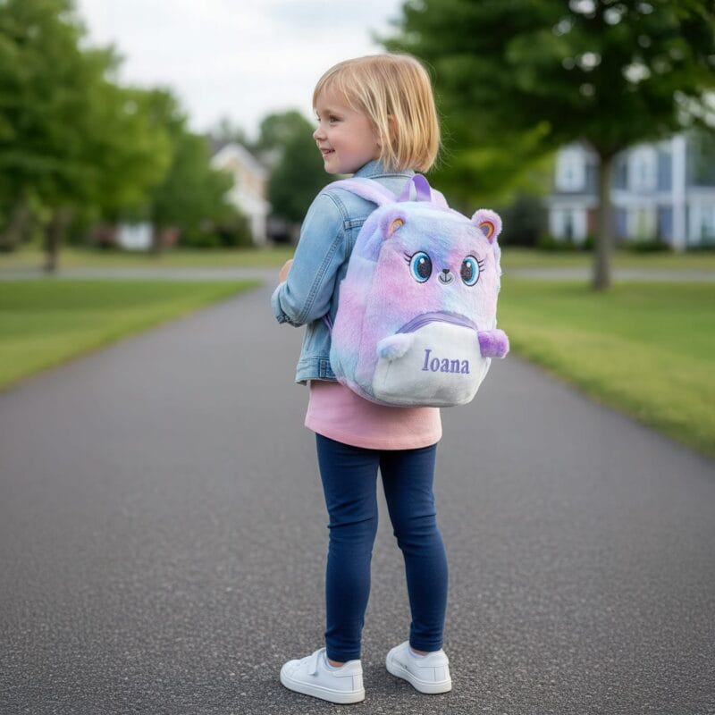 ghiozdan animăluț de pluș pentru grădiniță personalizat cu orice nume