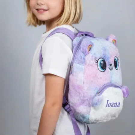 ghiozdan animăluț de pluș pentru grădiniță personalizat cu orice nume