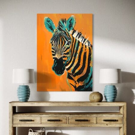 tablou canvas decorativ cu zebra pictată