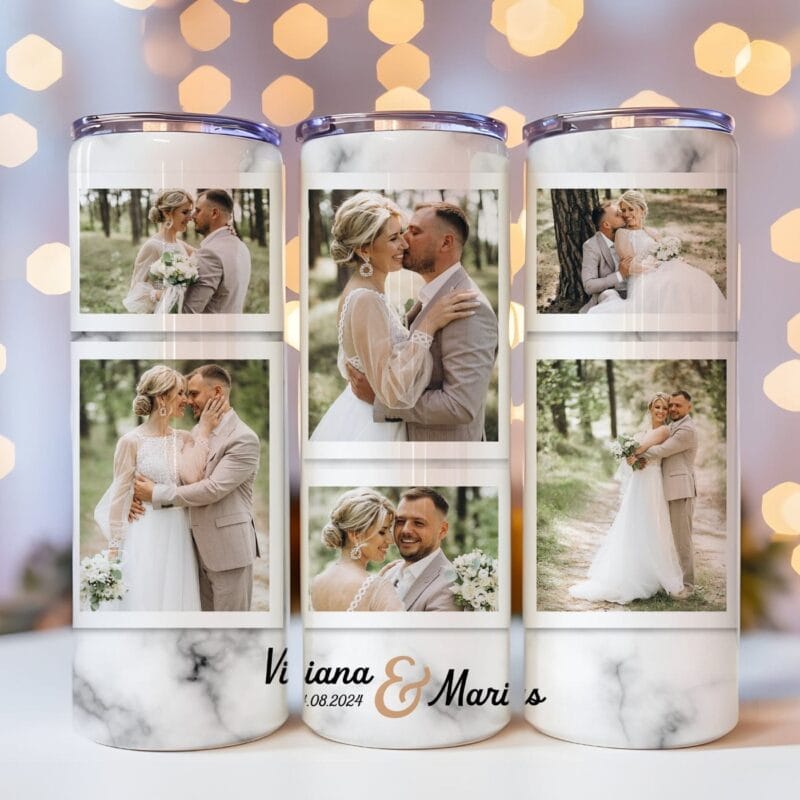termos personalizat cu poze de la nuntă