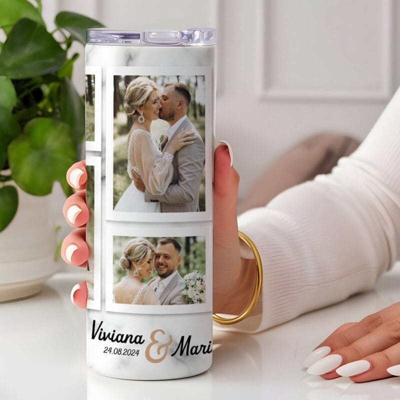 termos personalizat cu poze de la nuntă