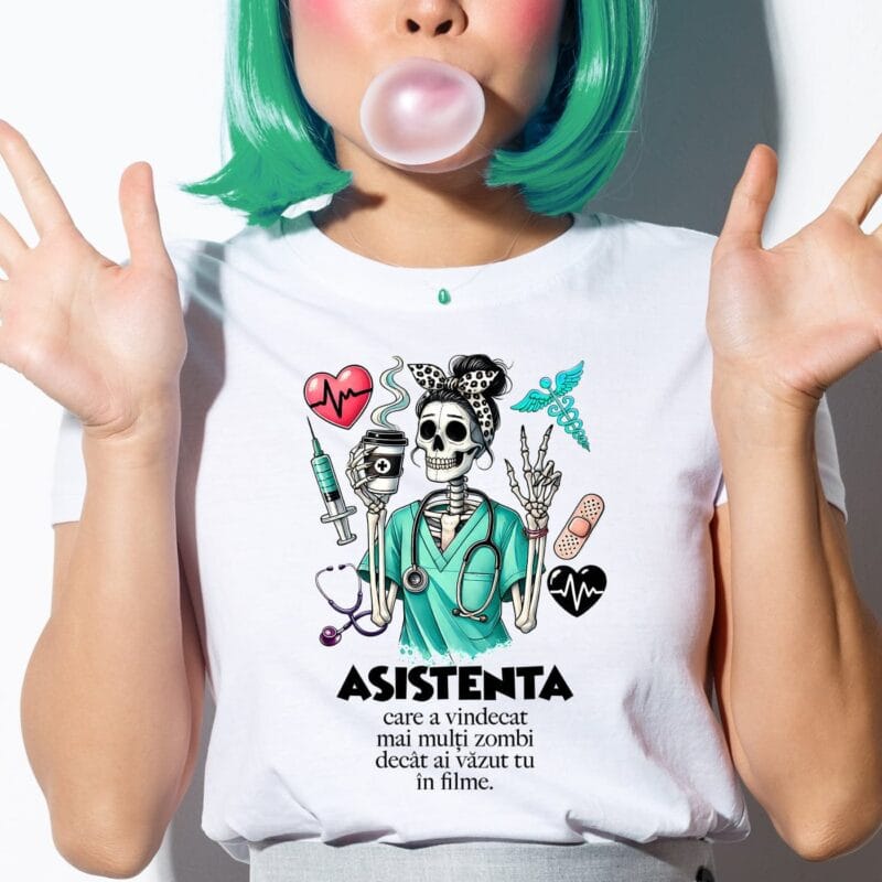 tricou personalizat asistentă de halloween