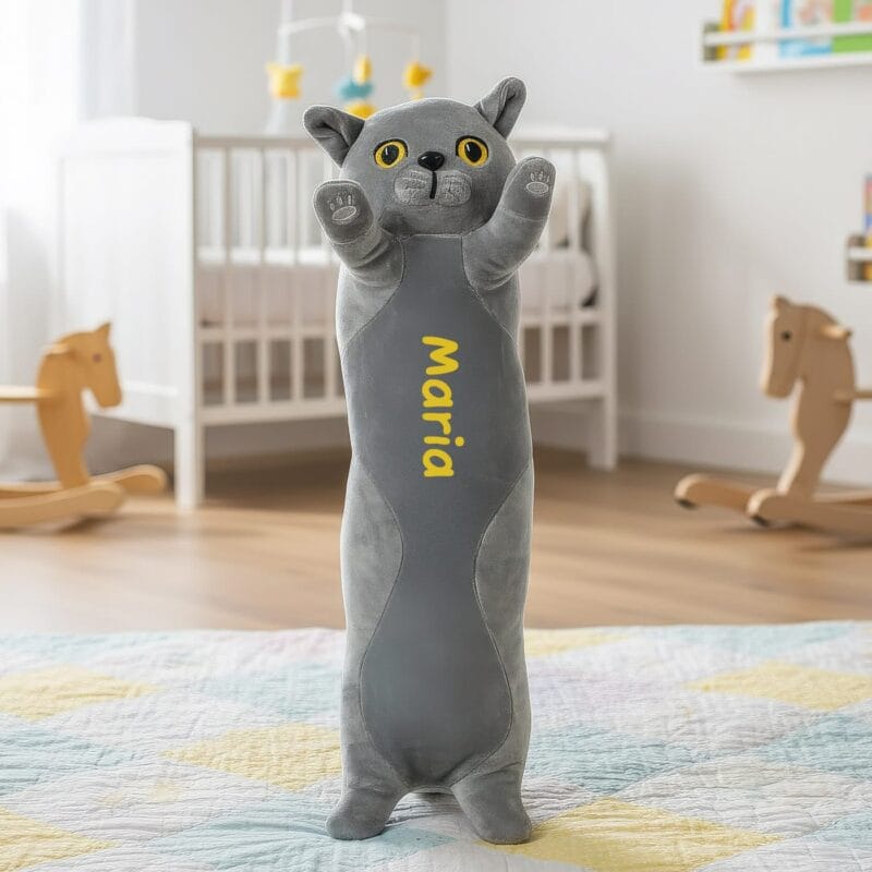 pisicuță din pluș personalizată cu nume