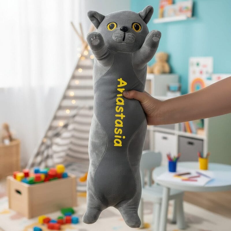 pisicuță din pluș personalizată cu nume