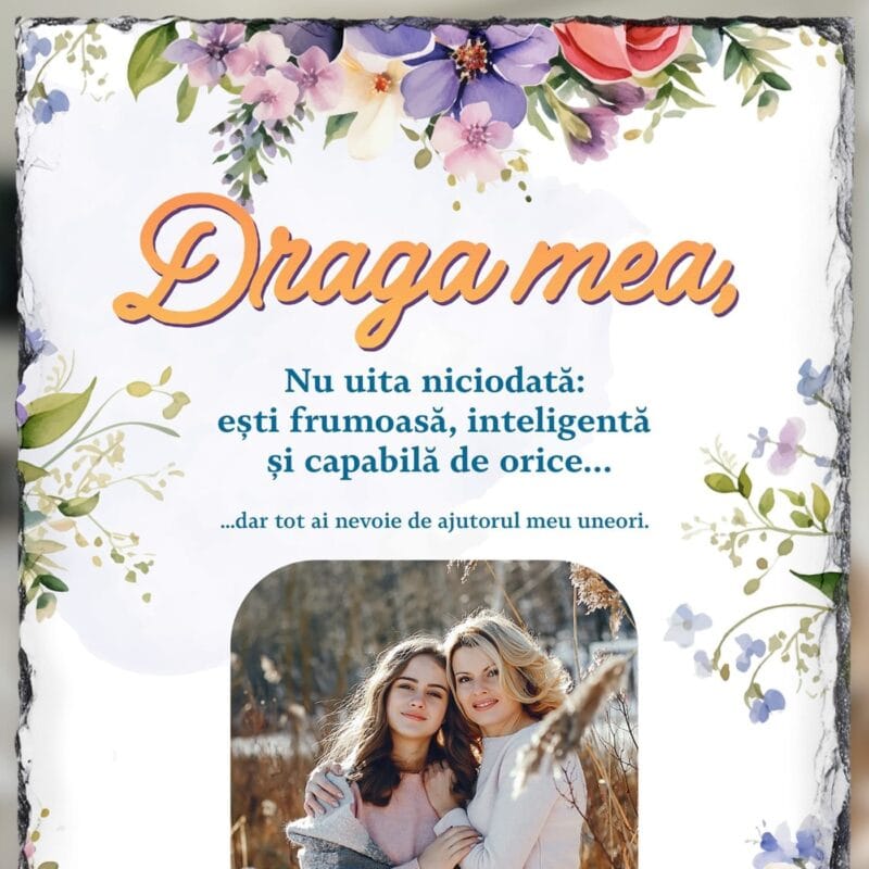 ardezie personalizată pentru fiică din partea mamei
