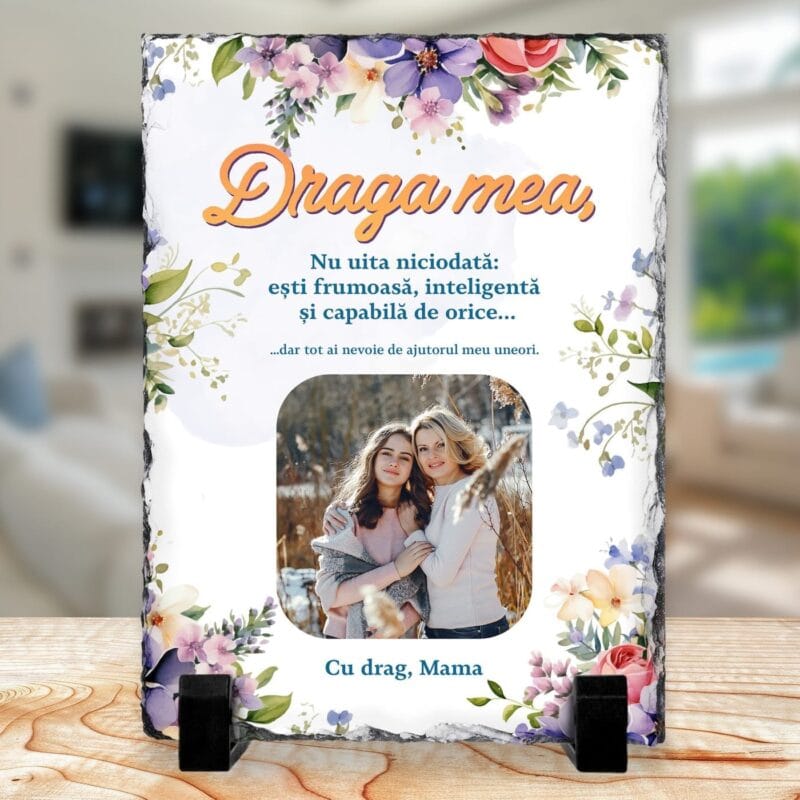 ardezie personalizată pentru fiică din partea mamei