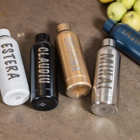 bidon colorat din inox personalizat cu orice nume