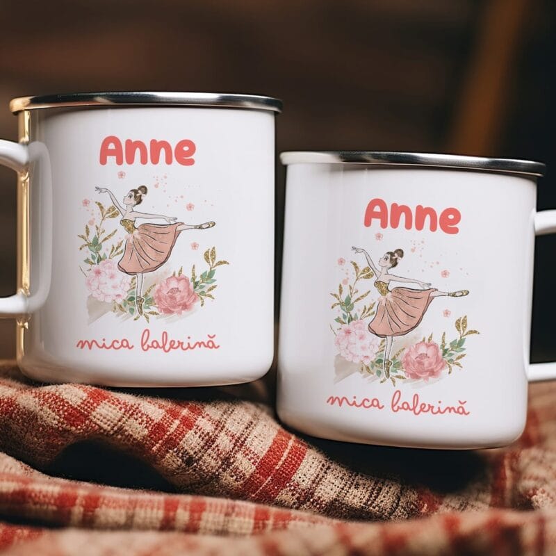 cană metalică emailată personalizată pentru copii micul meseriaș