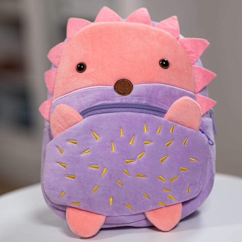 ghiozdănel arici din pluș personalizat cu nume