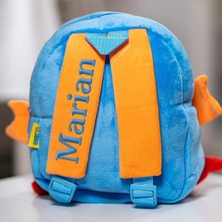 ghiozdănel crab din pluș personalizat cu nume