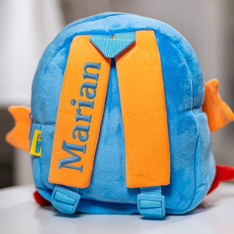 ghiozdănel crab din pluș personalizat cu nume