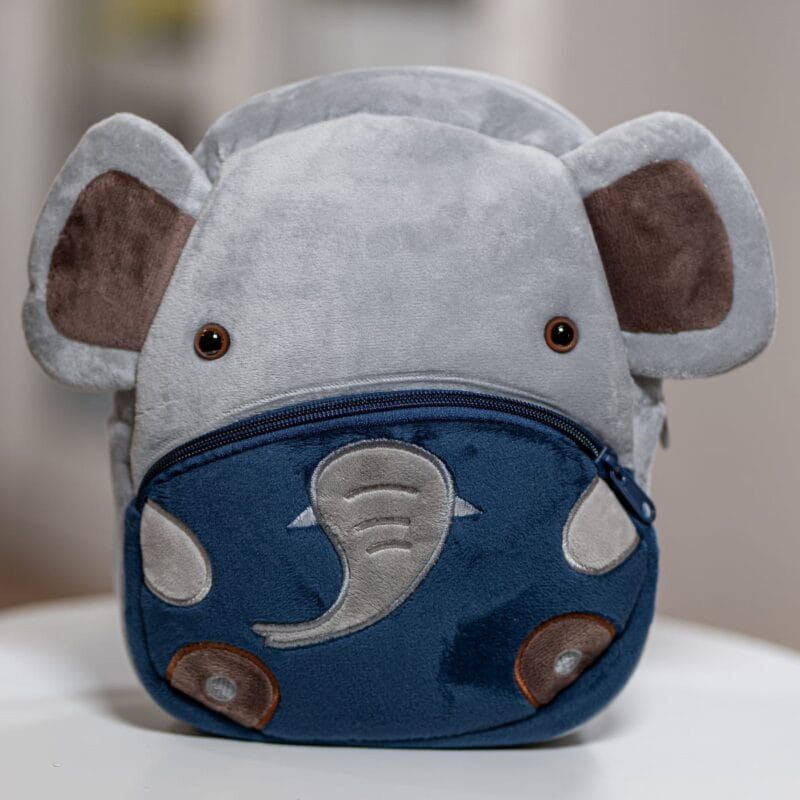 ghiozdănel elefănțel din pluș personalizat cu nume