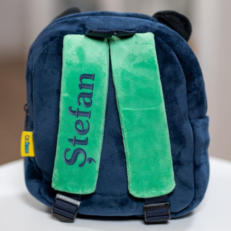 ghiozdănel gorilă din pluș personalizat cu nume