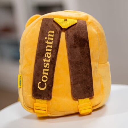 ghiozdănel leopard din pluș personalizat cu nume