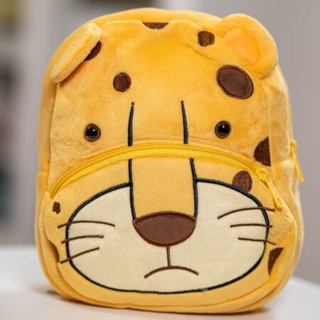 ghiozdănel leopard din pluș personalizat cu nume