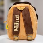 ghiozdănel leu din pluș personalizat cu nume