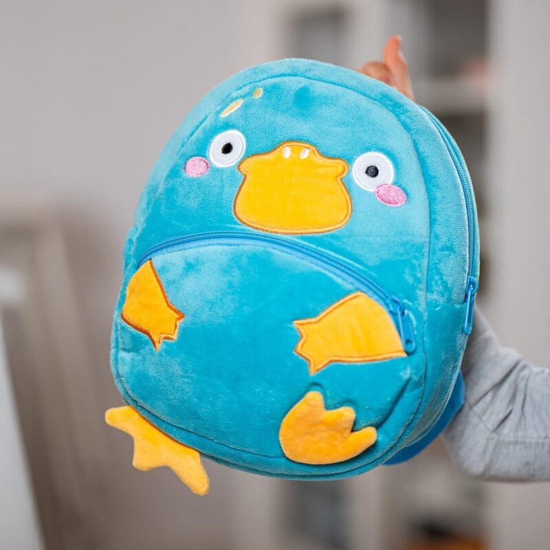 ghiozdănel ornitorinc din pluș personalizat cu nume