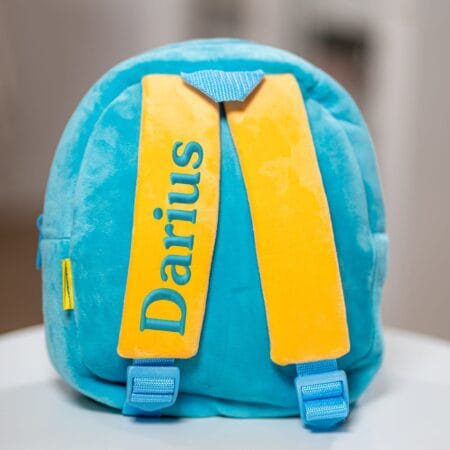 ghiozdănel ornitorinc din pluș personalizat cu nume