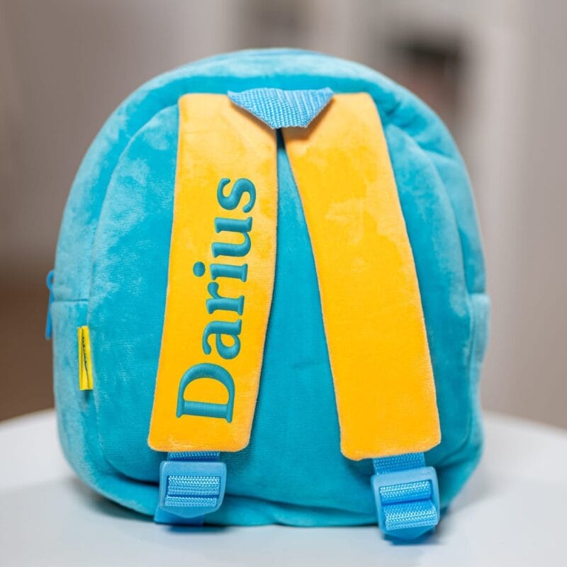 ghiozdănel ornitorinc din pluș personalizat cu nume