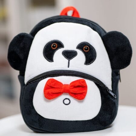 ghiozdănel panda din pluș personalizat cu nume