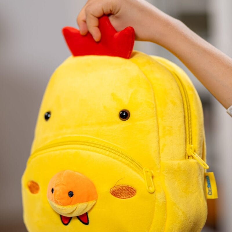 ghiozdănel puișor din pluș personalizat cu nume